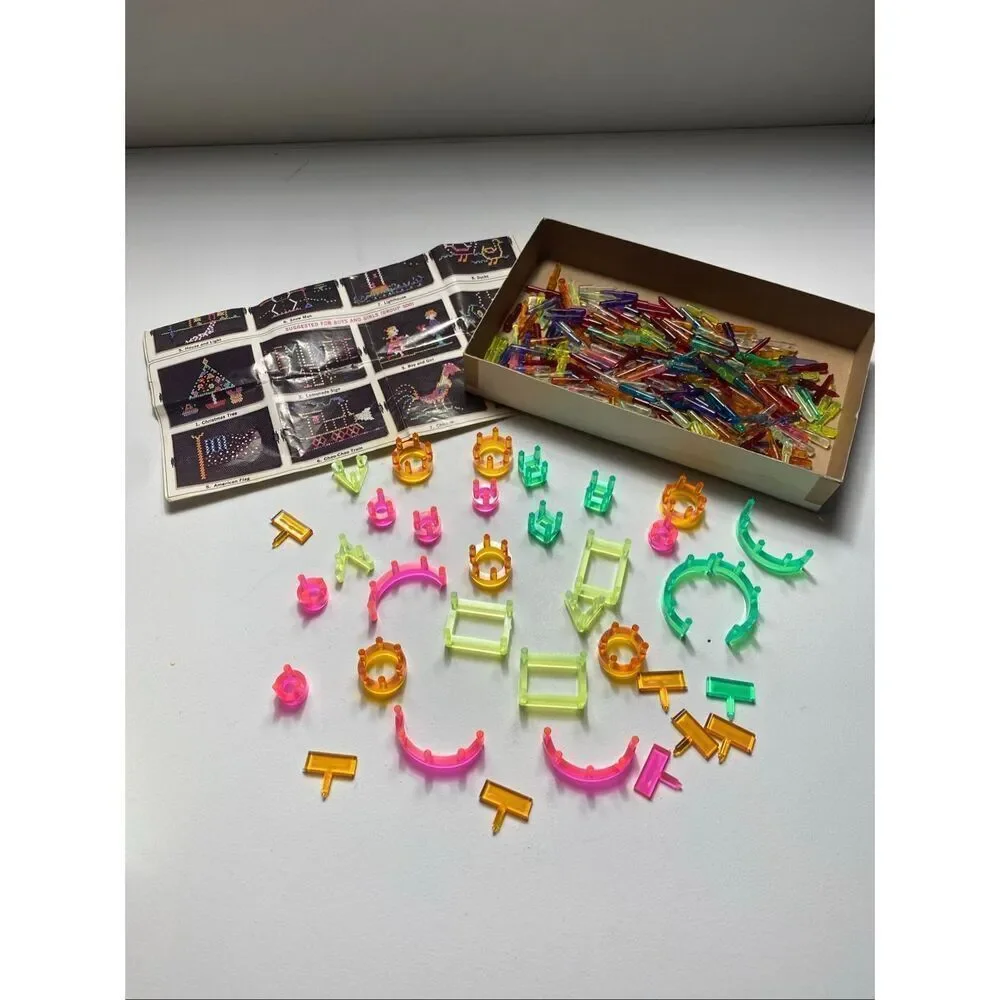 Vintage Lite-Brite Shapes & Forms Accessory Kit Hasbro 36pc w Box (Missing 1)